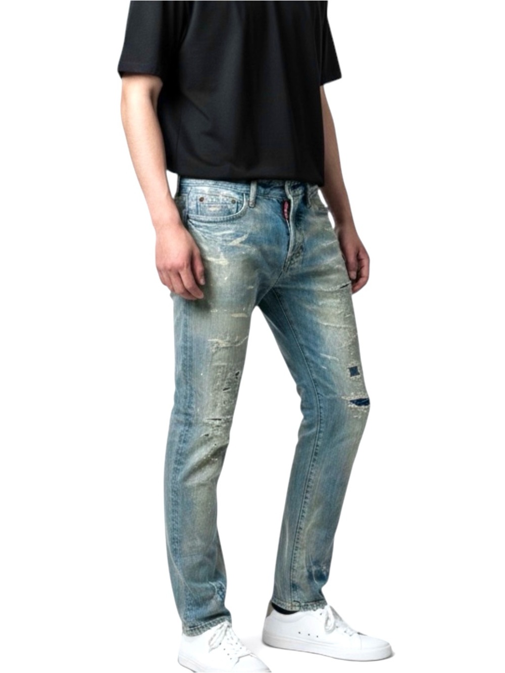 DSquared2 Men Distressed Straight Slim Light Demin Jeans 40 31x27 Skater Street